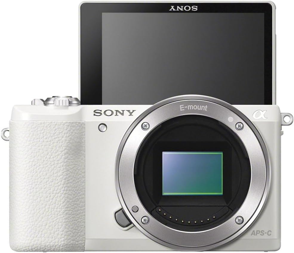 Sony Alpha a5100 Mirrorless Digital Camera with 16-50mm Lens (White) + Filter Kit + 64GB Card + 2 x NPF-W50 Battery + Card Reader + LED Light + Photo Software + Cables + Case + More