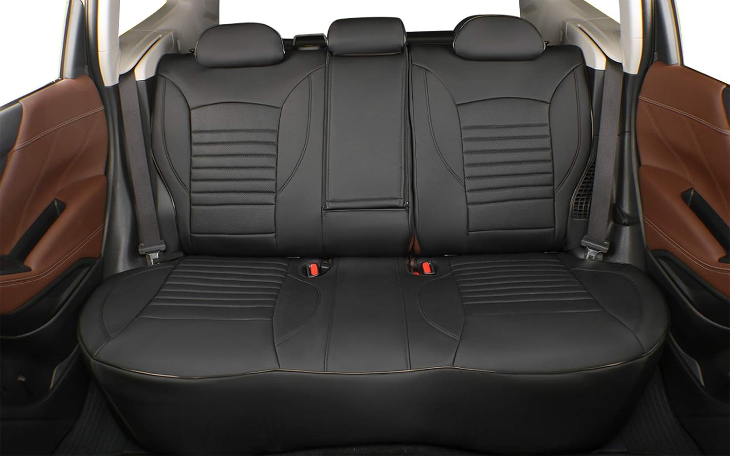 EKR Santa Fe Seat Covers for Hyundai Santa Fe & HEV 2024-2026 SE,SEL,XRT,Limited(2nd Rows 40/60 Split,W/Armrest), Full-Coverage Seat Cover - Faux Leather (Black)