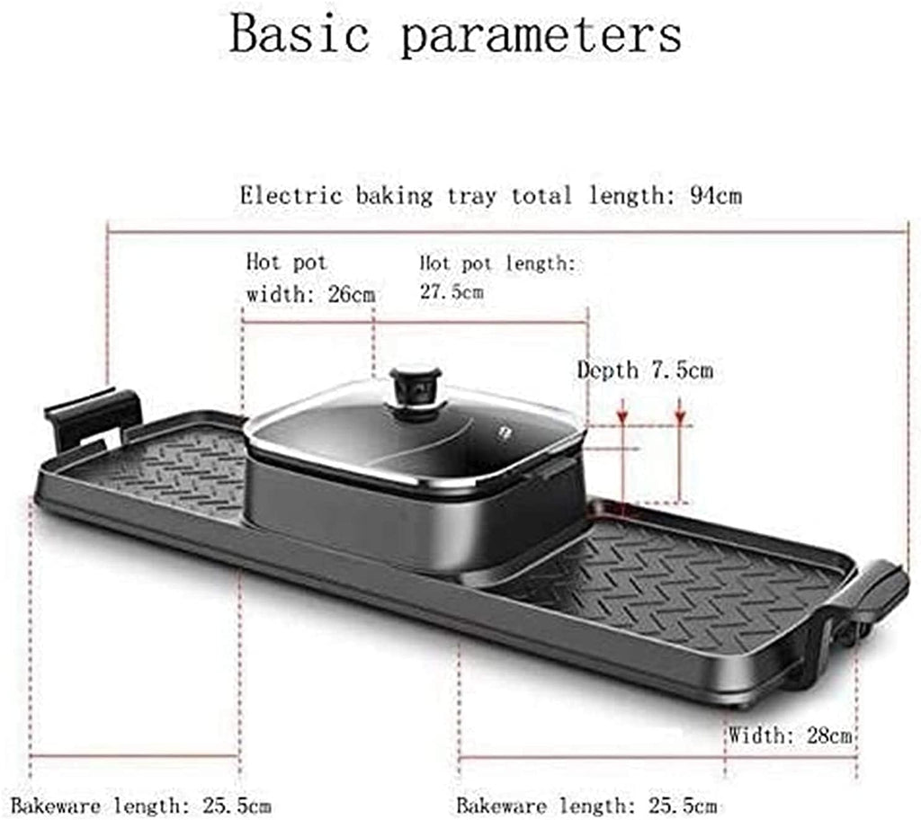 Indoor Korean Barbecue Grill BBQ Grill and Hot Pot,Multi-Function Barbecue Hot Pot Double Pot Electric Grill Home Electric Baking Tray Korean Style Dual Control,Portable Nonstick Griddle