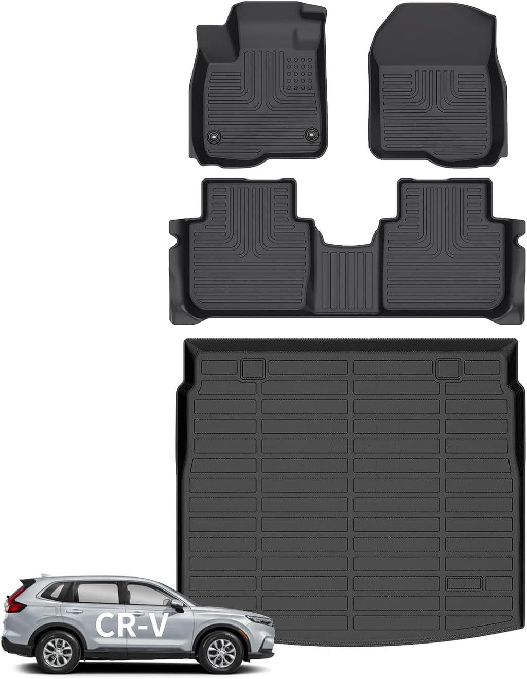 Wayhigh® Floor Mats & Cargo Liner for Honda CR-V & CRV Hybrid 2023-2026, All Weather TPE Car Mats Waterproof Heavy Duty Floor Liners, Floor Mats Custom Fit for CRV Accessories