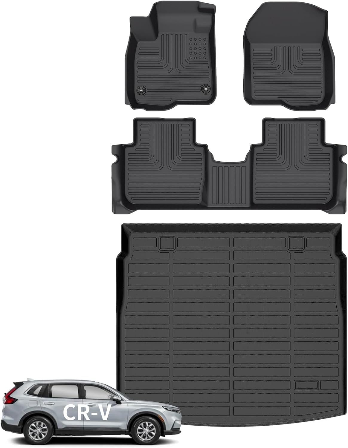 Wayhigh® Floor Mats & Cargo Liner for Honda CR-V & CRV Hybrid 2023-2026, All Weather TPE Car Mats Waterproof Heavy Duty Floor Liners, Floor Mats Custom Fit for CRV Accessories