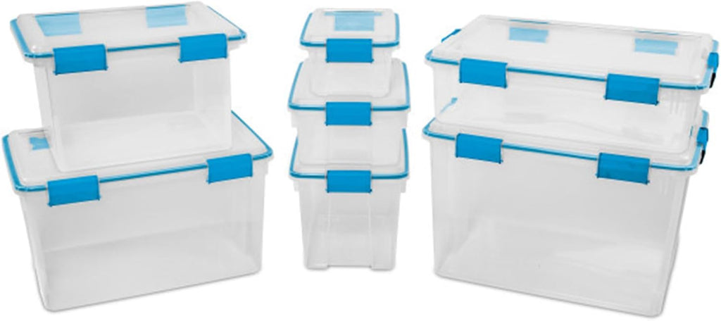 Sterilite 18-Pack Gasket Box, Weather-Resistant Storage Bins with Latching Lids, 12 Quart - Heavy-Duty Organizing Containers for Closet, Bathroom, and Office