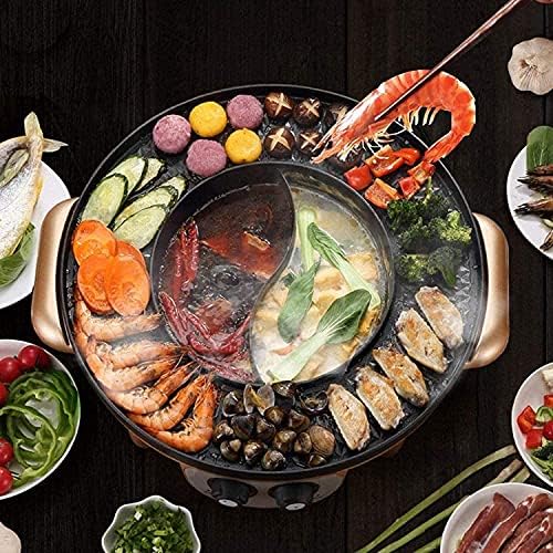 Korean BBQ Electric Hot Pot & Smokeless Grill with Dual Temperature Control, Adjustable Cookware for BBQ Lovers, Perfect for Indoor Cooking, Black Color