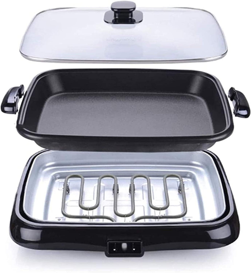 Indoor Korean Barbecue Grill Portable Electric Grill, Barbecue Hot Pot Grilled Fish Oven Electric Baking Tray Commercial Rectangular Household Split Grilled Fish Plate Multi-function Smokeless Special