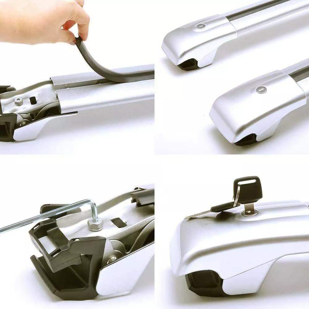 Lockable Roof Rack Cross Bars Compatible with Hyundai Venue 2022 2023 2024 2025 SEL Limited Luggage Cargo Carrier Anti-Theft Metal Roof Rack Cross Rails Silver