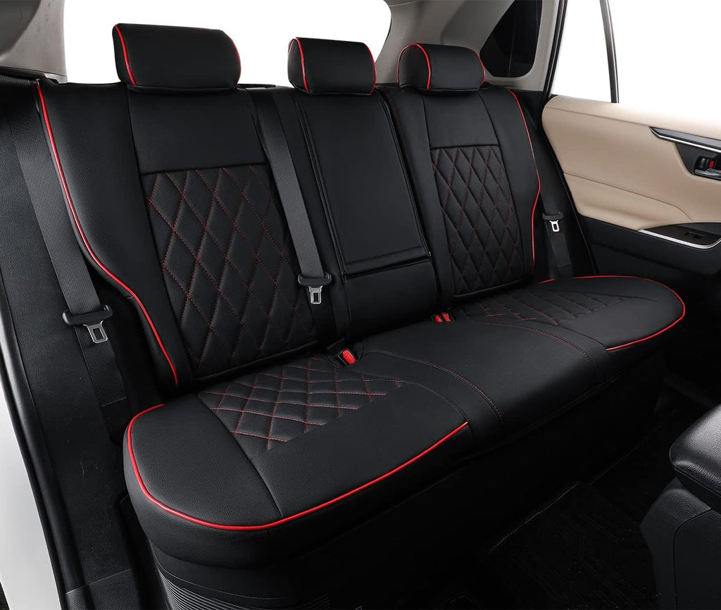 EKR Custom Fit Tucson Car Seat Covers for Hyundai Tucson 2019 2020 2021(Not for NX4),Leather Seat Cover Full Set for SUV-Faux Leather(Black with Red Piping)