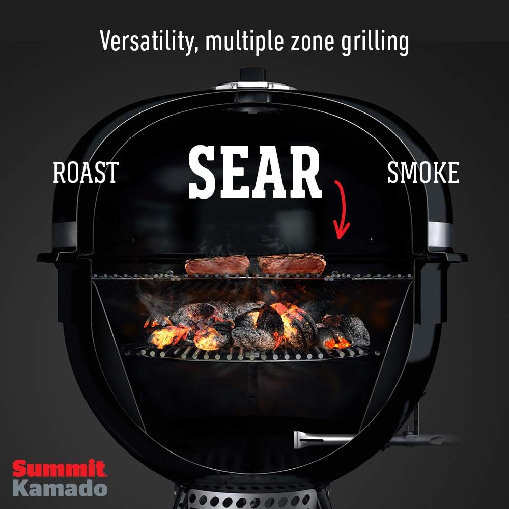 Weber Summit® Kamado S6 Charcoal Grilling Center, Black – Dual‑Walled Insulated Steel Kamado with 24' Cooking Area, Porcelain‑Enameled Kettle & One‑Touch Cleaning System