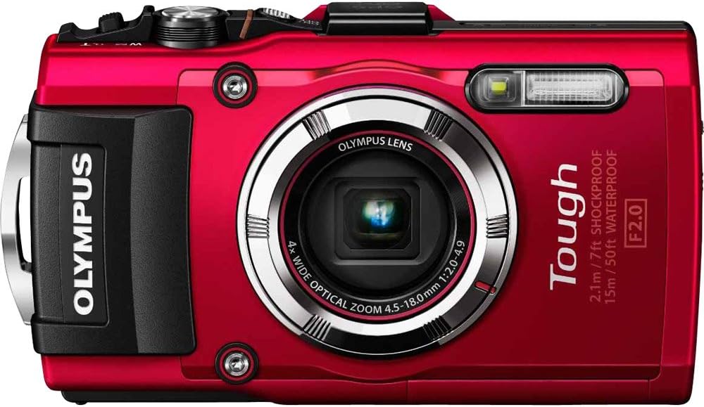OM SYSTEM Olympus TG-3 Waterproof 16 MP Digital Camera (Red)