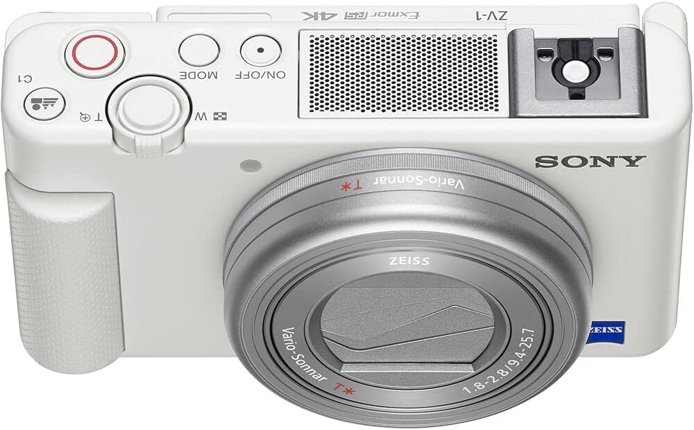 Sony ZV-1 Digital Camera (White) (DCZV1/W) + 64GB Memory Card + Card Reader + Deluxe Soft Bag + Flex Tripod + Memory Wallet + Cleaning Kit (Renewed)