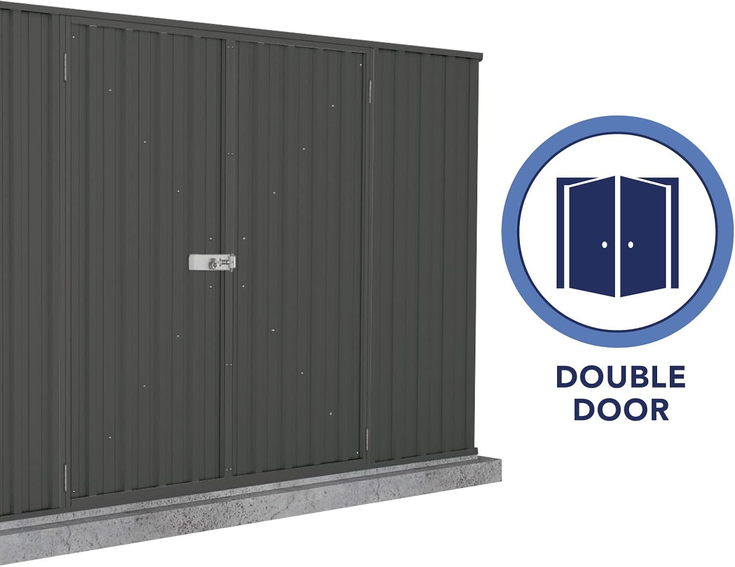 Absco Premier Storage Sheds, 10'x7' Metal Garage, DIY Backyard Shed, Utility Tool Storage, Weather & Wind Resistant Aluminum Panels & Steel Frame, Maintenance-Free, 12 Year Warranty, Monument Gray