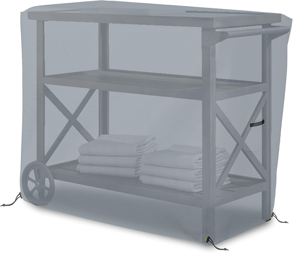 Bar Cart Cover 18 Oz Waterproof 100% Weather Resistant cart Cover with Air Pockets & Drawstring for Sung Fit (34'(H) x 50'(W) x 30'(D), Grey)