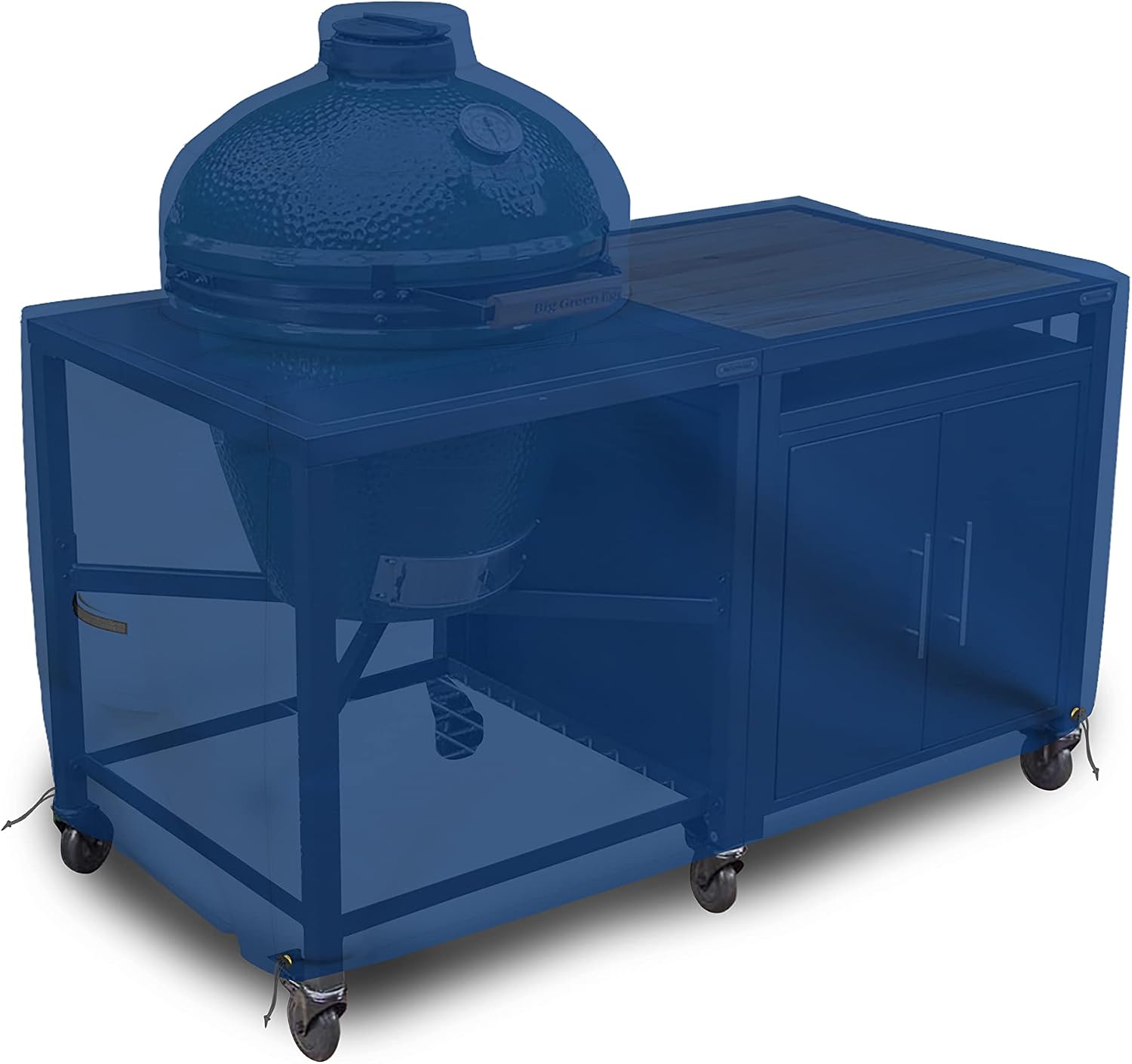 Big Egg Grill Outdoor Patio Covers 18 Oz Waterproof - 100% UV & Weather Resistant PVC Coated Patio Furniture Covers with Air Pockets & Drawstring for Snug fit (60' L x 36' W x 56' H, Blue)