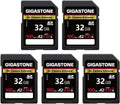 【5-Years Data Recovery】 GIGASTONE 32GB SD Card 5-Pack, 4K Camera Extreme, A2 V30 SDHC Memory Card 4K Full HD Video Compatible with SPYPOINT TACTACAM Trail Camera