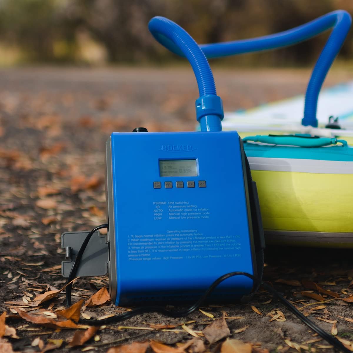iROCKER Electric SUP Pump Inflator – Digital PSI Control, Auto Shut-Off, Compatible with All iLAND, iROCKER, & Halkey-Roberts Valves.
