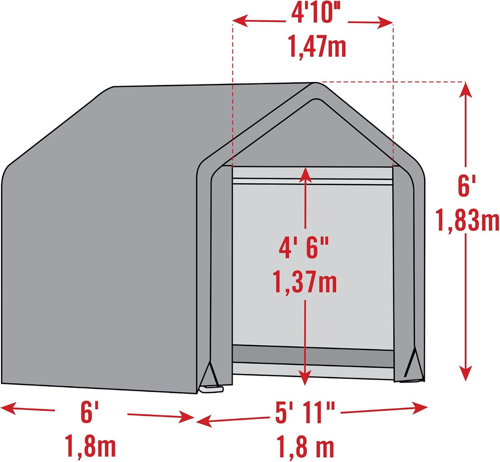 Scotts 6' x 6' x 6' All Season Outdoor Storage Shed with Waterproof Cover, Green