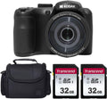 Kodak PIXPRO AZ255 Digital Camera (Black) Bundle with 32GB Memory Card (2) + Digital Camera/Video Case (4 Items)