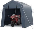 GarveeLife 6x6 ft Portable Outdoor Storage Shed with Roll-Up Zipper Door & Vent, 240G Heavy-Duty Shelter Waterproof PE Tarp, UV-Resistant Carport for Motorcycle, Firewood, Tools -Gray