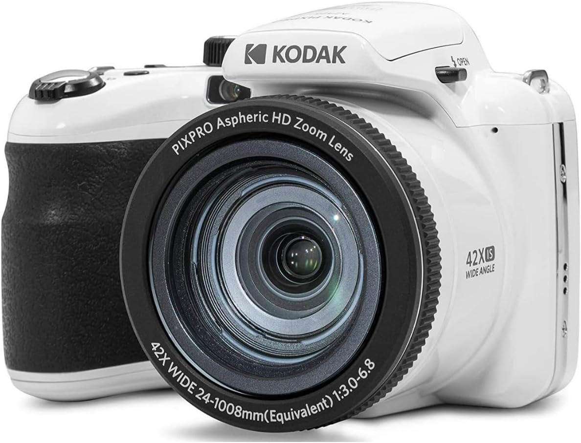 Kodak PIXPRO AZ425 Astro Zoom 20MP Digital Camera (White) Bundle with 32GB SD Card and Holster Camera Case with Accessories (3 Items)