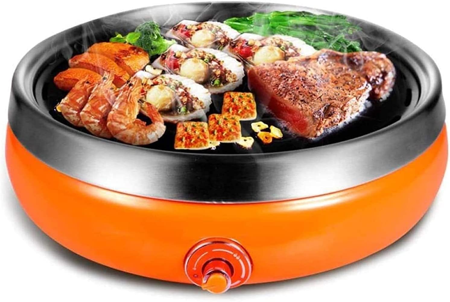 Korean BBQ Grill Electric Griddle Grill Teppanyaki BBQ Hot Plate Camping Low-Fat and Healthy, Non Stick, Adjustable Temperature 1900W,Portable Nonstick Griddle