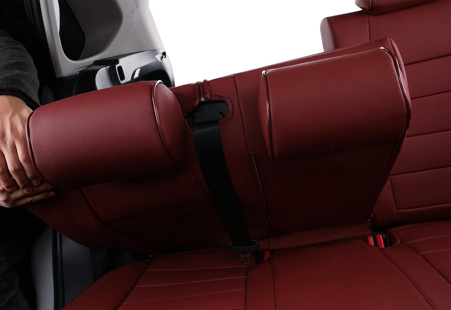 EKR Elantra Seat Covers Custom Fit for Hyundai Elantra ECO/SEL/SE/Value Edition 2019 2020,(Rear No Armrest),Leather Car Seat Cover Full Set -Faux Leather (Burgundy)