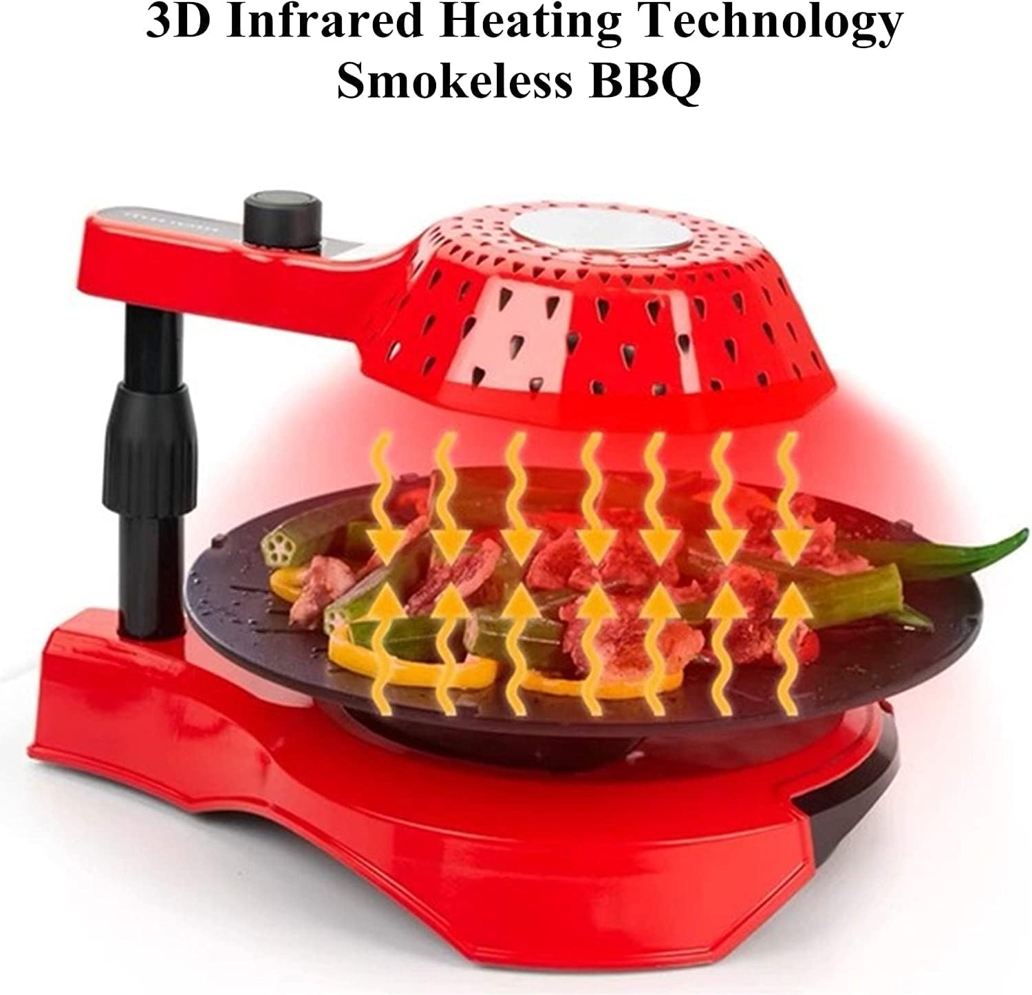 Safety Certification 1390W Electric BBQ Grill Health Barbecue Grill Automatic Rotation Korean Non Stick Pan Plate Infrared Smokeless Grill for BBQ Party Black