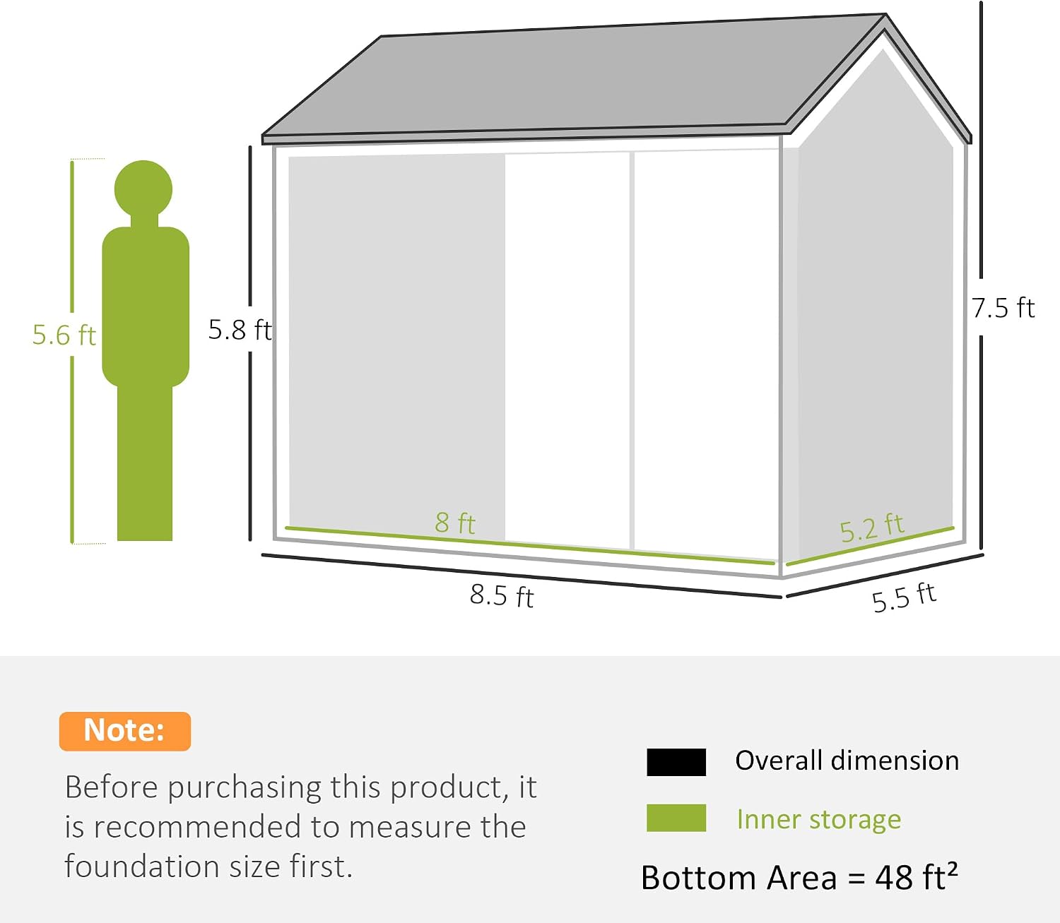 Outsunny 8' x 5.5' Outdoor Storage Shed, Metal Garden Shed with Window & Double Lockable Door, Outdoor Tool Shed Storage with Sloped Roof for Backyard, Patio, Garage, Lawn, Gray