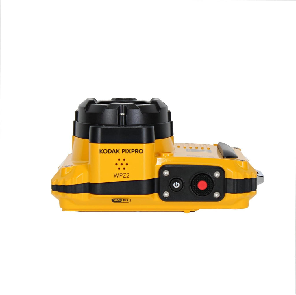 KODAK PIXPRO WPZ2 Rugged Waterproof Shockproof Dustproof WiFi Digital Vlogging Camera 16MP (Yellow) Bundle with 64GB Memory Card + Vlogger Tripod + Bag + Cleaning Kit + More Accessories