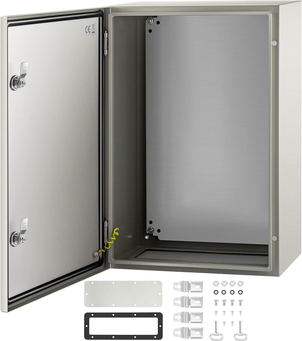 VEVOR NEMA Steel Enclosure, 24 x 16 x 10'' NEMA 4X Steel Electrical Box, IP66 Waterproof & Dustproof, Outdoor/Indoor Electrical Junction Box, with Mounting Plate