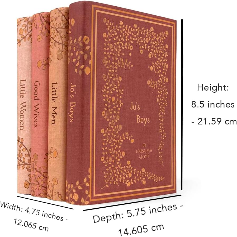 Little Women Book Set | 4-Volume Hardcover Book Set with Custom Designed Paper-Printed Book Covers | Author Louisa May Alcott