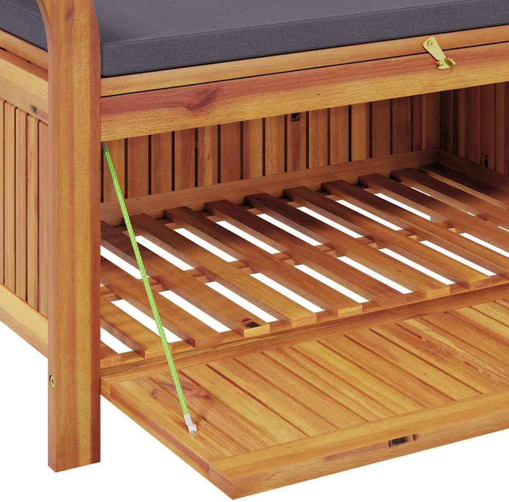 vidaXL Garden Storage Bench, Solid Acacia Wood, Gray Cushion Included, Classic Outdoor Design, Patio & Garden Seating, 35.8' x 19.7' x 23.6', Patio & Deck Organizer, Durable Wooden Furniture