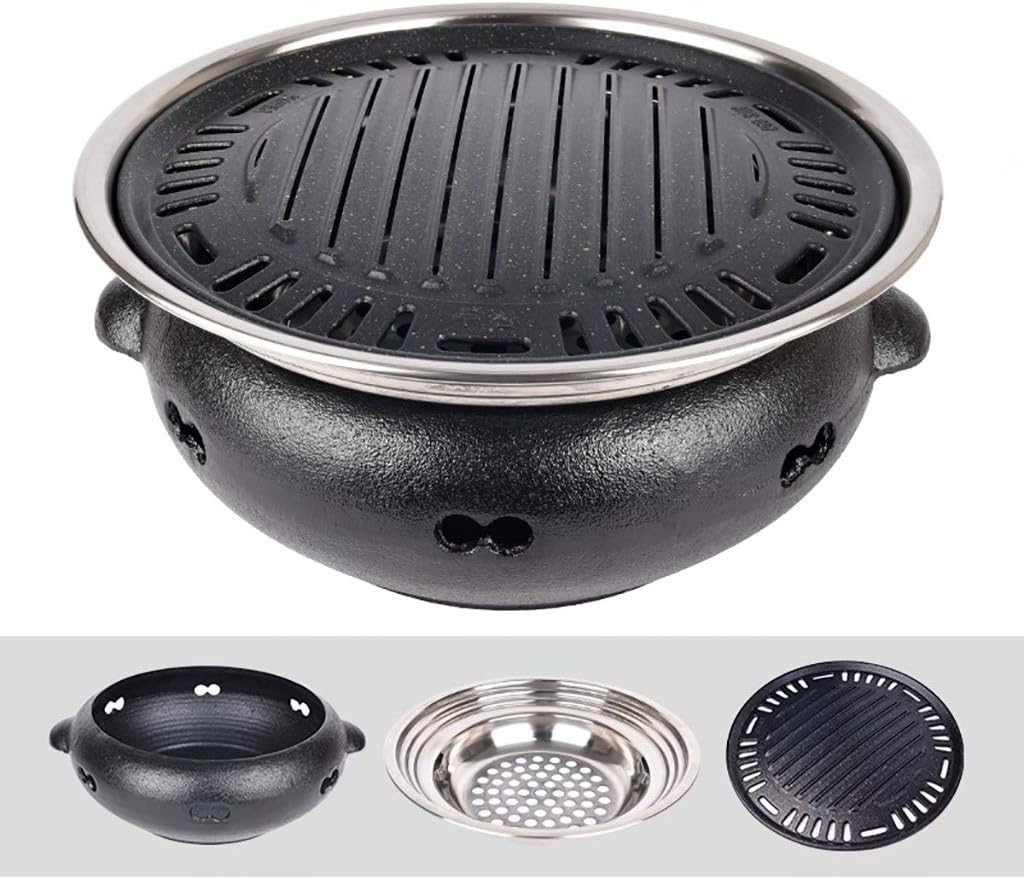 BBQ Barbeque Barbecue Grill,BBQ,Korean Household Smokeless Charcoal Barbecue Grill,Cast Iron Furnace Body,Indoor Outdoor,6 Styles (Color : D)