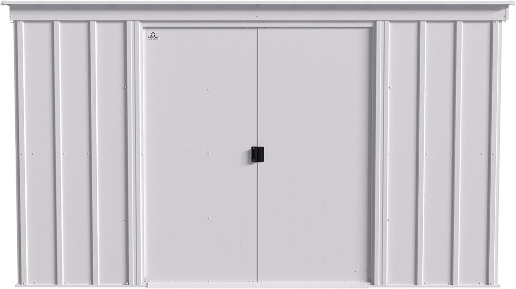 Arrow Classic 10' x 4' Outdoor Padlockable Steel Storage Shed Building, Flute Grey