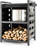 Solo Stove Station – 4.4ft Black Aluminum Firewood Rack with UV-Coated Cover, Two-Shelf Outdoor Storage for Fire Pit Logs, Tools & Accessories