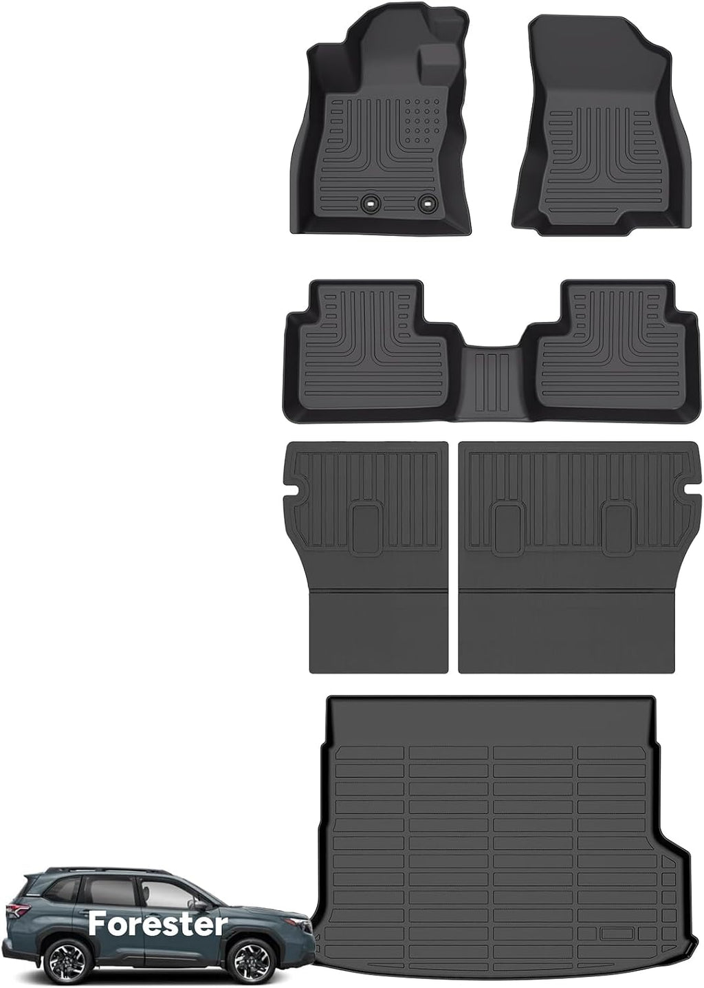 Wayhigh® Floor Mats & Seatback Cargo Liner for Subaru Forester Hybrid 2025 2026 (Only Hybrid) All Weather TPE Car Mats Floor Liners Accessories