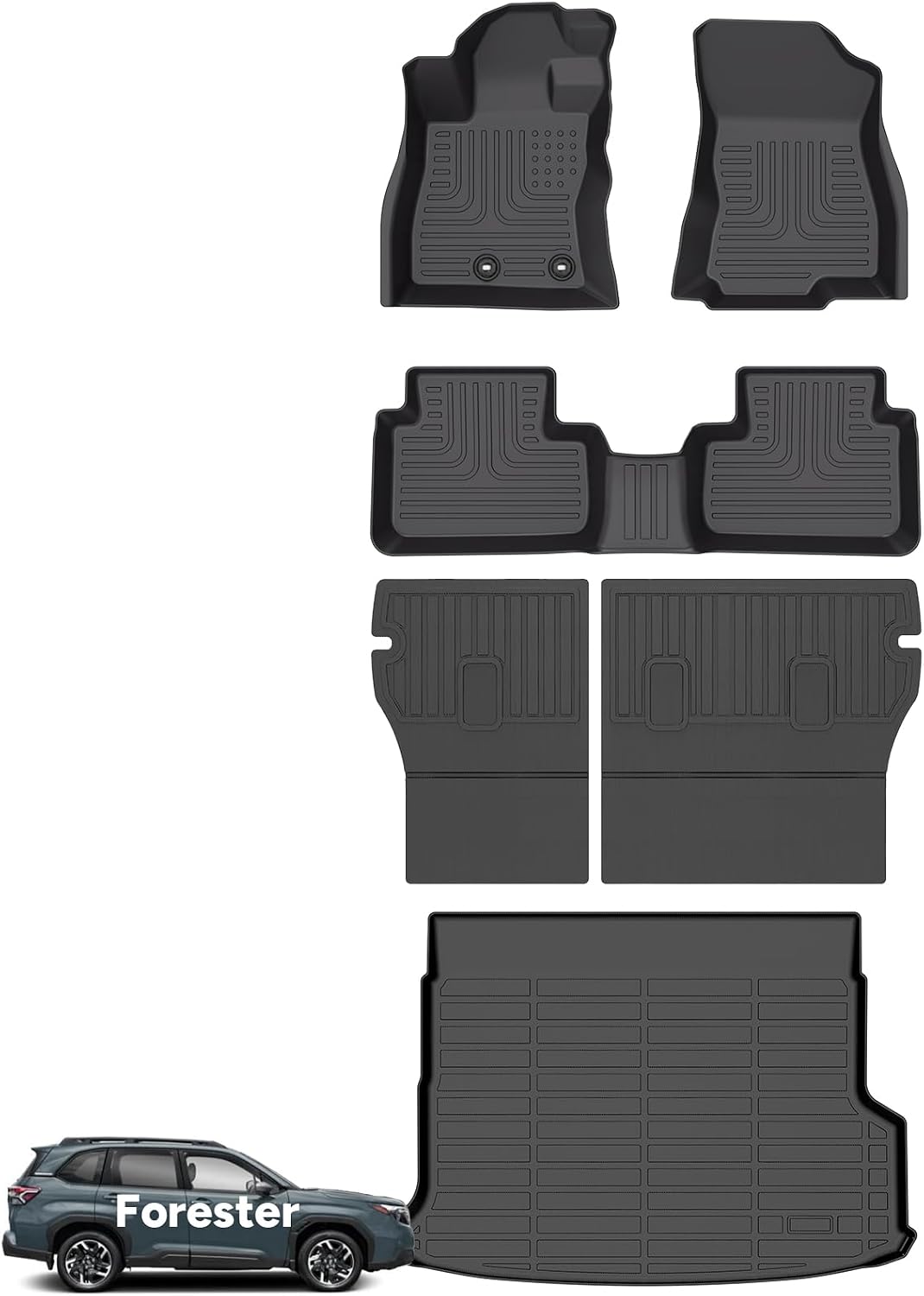 Wayhigh® Floor Mats & Seatback Cargo Liner for Subaru Forester Hybrid 2025 2026 (Only Hybrid) All Weather TPE Car Mats Floor Liners Accessories