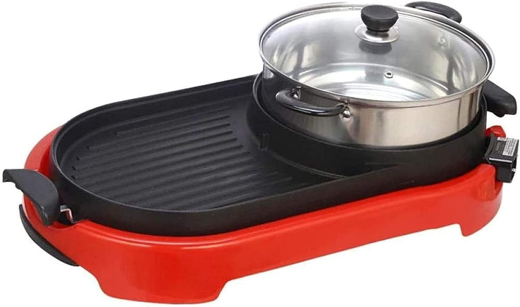 Electric Grill Pot Electric Thai BBQ Grill And Hot Adjustable Temperature 220V Tabletop Grill And Fondue With Ceramic Coating, Teppanyaki Table Grill,Portable Nonsti