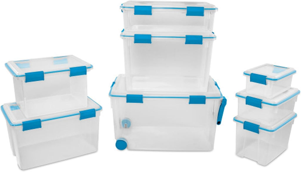 Sterilite 6-Pack Gasket Box, Weather-Resistant Storage Bins with Latching Lids, 120 Quart - Heavy-Duty Organizing Containers for Closet, Bathroom, and Office