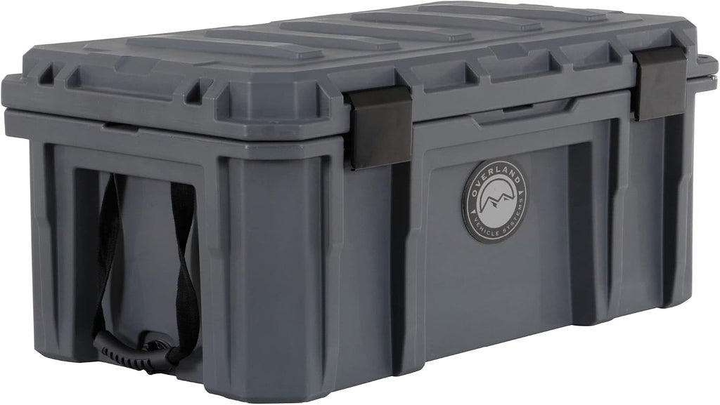 Overland Vehicle Systems 40100011 Dark Gray 95 QT Dry Box Storage with Drain and Bottle Opener | Waterproof Seal | Heavy-Duty Latches and Nylon Handles | Keeps Gear Safe, Dry and Organized