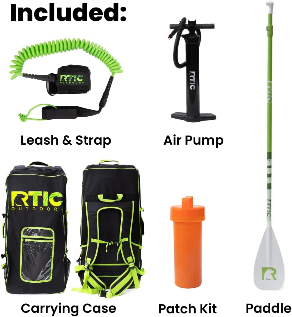 RTIC Inflatable Paddle Board 11' Stand Up Floatable Paddle Board for Adults, Men and Women, with Accessories - Air Pump, Carry Bag, Ultra-Light, 300lbs Capacity