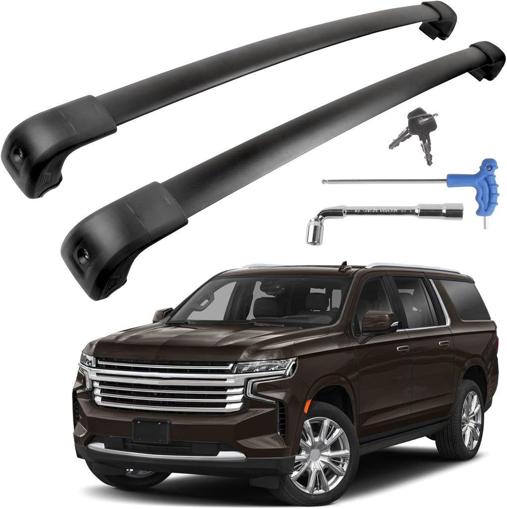 Gdydi 220lbs Roof Rack Cross Bars Compatible with 2021-2025 Suburban, Tahoe, GMC Yukon, Yukon XL, Cadillac Escalade ESV with Anti-Theft Lock, Black Matte Aluminum Anti-Corrosion Crossbars