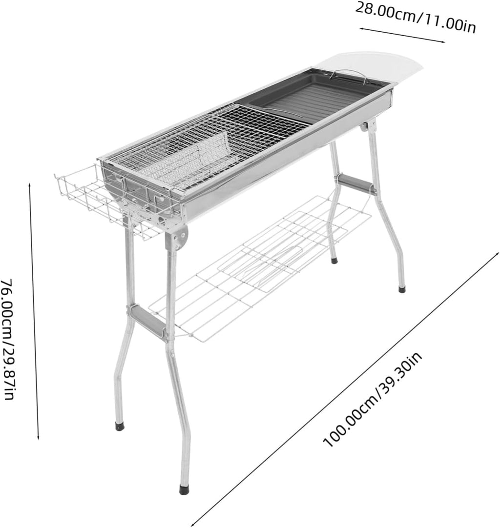 Yardwe 1Set Portable Bbq Grill with Detachable Mesh Net and Pan Barbecue Rack for Camping and Outdoor Picnics Easy to Clean Durable Safe Bbq Tool