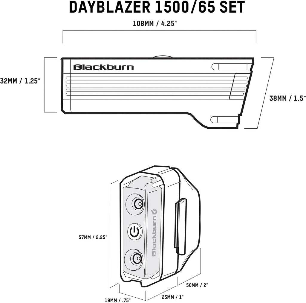 Blackburn Dayblazer Front and Rear Bike Light Set (1500 Lumens Front, 65 Lumens Rear)