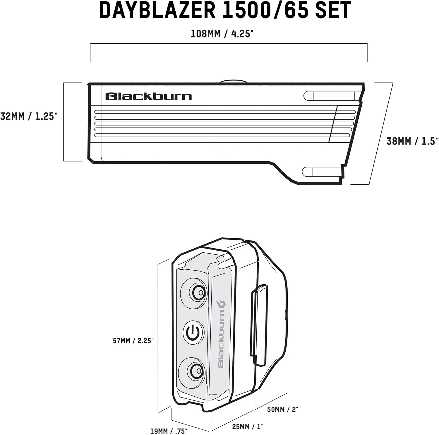 Blackburn Dayblazer Front and Rear Bike Light Set (1500 Lumens Front, 65 Lumens Rear)