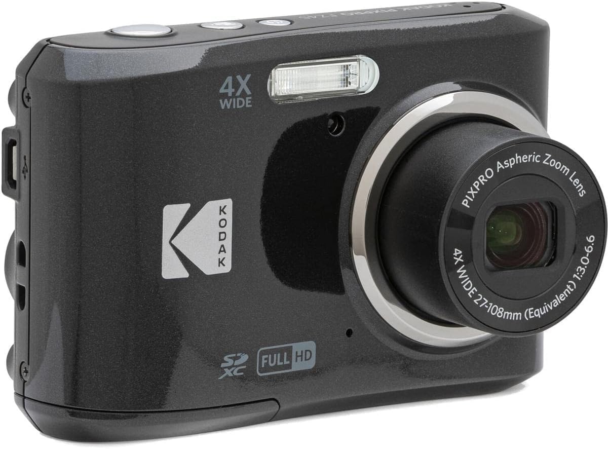 KODAK PIXPRO FZ45 16MP CMOS Sensor Digital Camera 5X Optical Zoom with Sunshine Photo Microfiber Cleaning Cloth (Basic Bundle, Black)