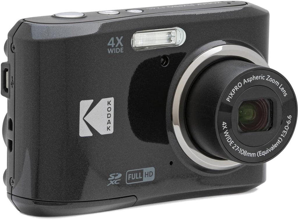 KODAK PIXPRO FZ45 16MP CMOS Sensor Digital Camera 5X Optical Zoom with Sunshine Photo Microfiber Cleaning Cloth (Advanced Bundle, Black)
