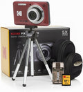 Kodak PIXPRO FZ55 Digital Camera (Red) Friendly Zoom with 128GB SD Card, Card Reader, Tripod and Pouch (5 Items)