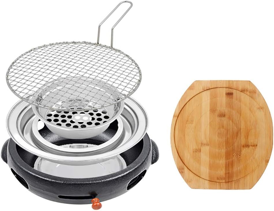 Portable BBQ Grill, Korean BBQ Grill Cast Iron 32cm x 10cm Multicolor Pack of 8 for 4-6 People(A)