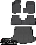 Wayhigh® Floor Mats & Cargo Liner for Honda CRV 2007-2011 (LX/SE/EX/EX-L), All Weather TPE Car Mats Waterproof Heavy Duty Floor Liners, Floor Mats Custom Fit for CR-V Accessories