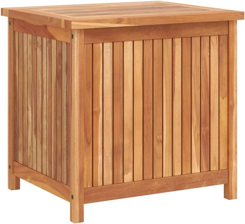 vidaXL Solid Teak Wood Patio Storage Box - Rustic Design, Ample Storage Space, Water-Resistant Lining, Easy Assembly - Ideal for Indoor and Outdoor Use - Brown