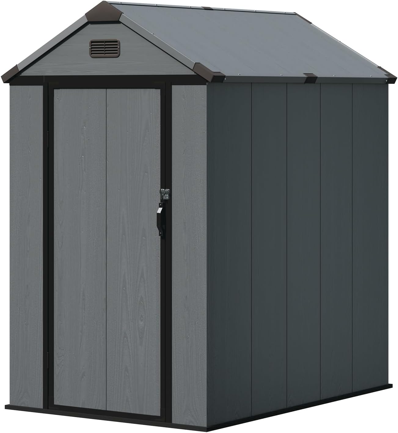 Aoxun 4x6 FT Outdoor Storage Shed, Plastic Garden Resin Shed with Floor and Window for Patio, Lawn, Outdoor Storage with Lockable Door for Bike, Tools, Garbage Can, Dark Grey